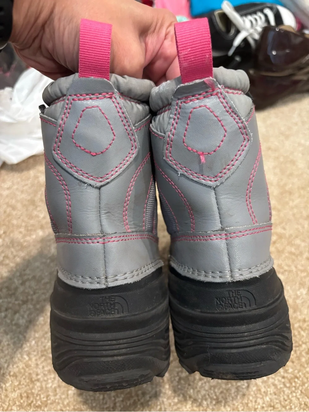 The North Face Kids Gray and Pink Winter Snow Boots